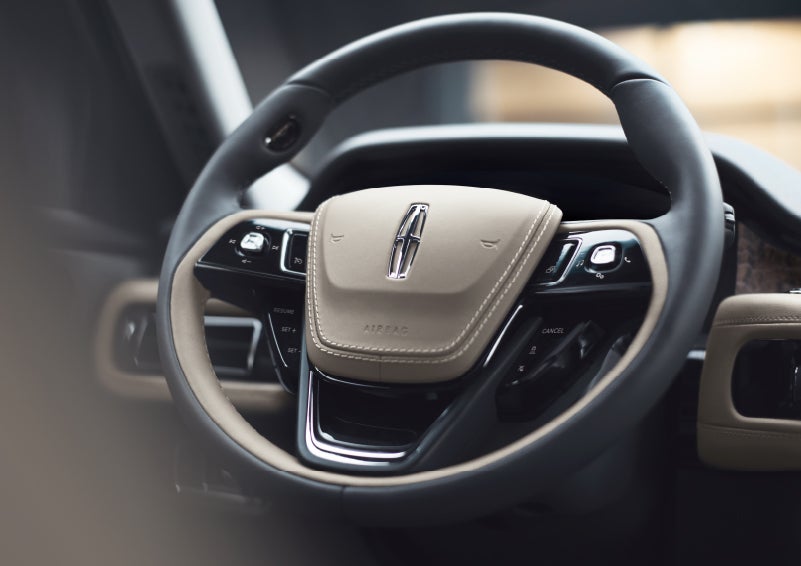The intuitively placed controls of the steering wheel on a 2024 Lincoln Aviator® SUV | Dutch Miller Lincoln of Ashland in Ashland KY